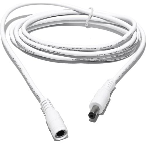 White 12V DC extension cord 1M to 20M cable connector 5.5mmx2.1mm plug for CCTV camera power cord 12V adapter LED light strip