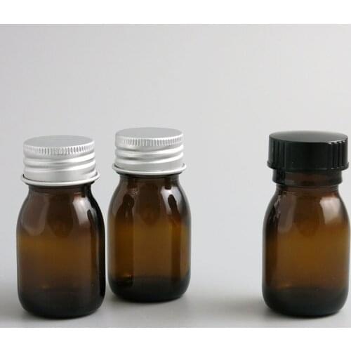 12 x 30ml Cosmetic Containers Liquid Lotion Brown Glass Bottles with Silver Aluminum Screw Cover Lid Cap Syrup Bottles Portable