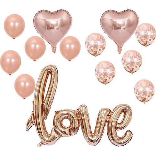 13Pcs/Set Romantic Wedding I Love You Foil Balloons Heart Ballons Birthday Party Decorations Latex Globos Supplies