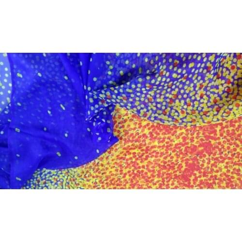 2018 All over the Stars lace print 100% pure real Mulberry natural silk fabric silk chiffon fabric for party dress/shirt Scarf