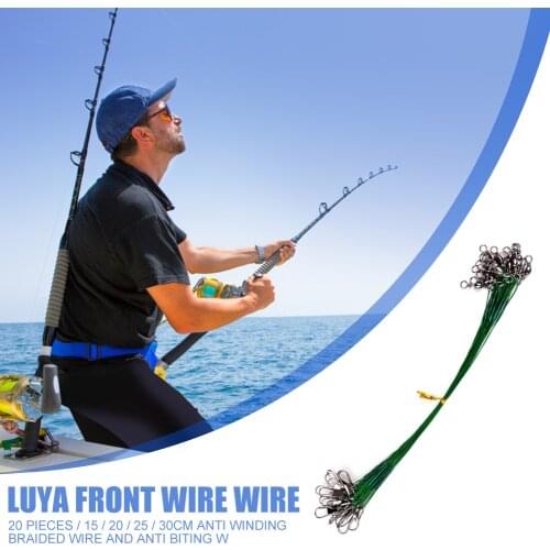 20x Fishing Line Sufficient Enduring Ruggedness Anti-bite Anti-tangle Steel Braided Wire Leader Fishing Tool