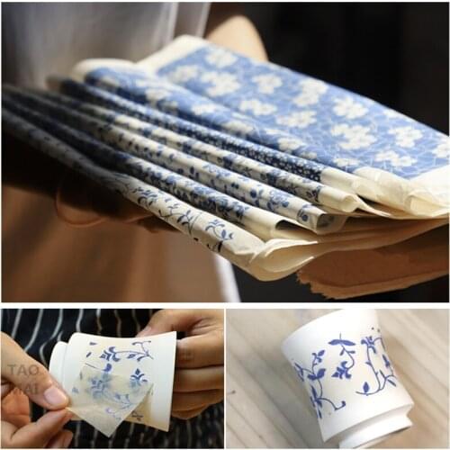 4pcs/set of Ceramic Underglaze Color Blue and White Stickers Ceramic Blank Transfer Pattern Firing 1180~1250 Degrees