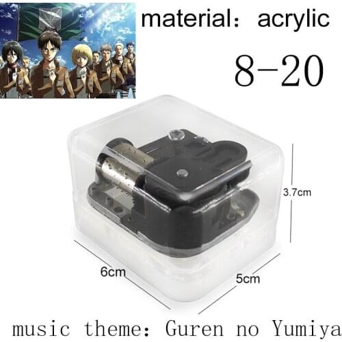 Acrylic wind up mechanical Guren no Yumiya anime attack on titan Shingeki no Kyojin music box for Chirstmas new year kids toy