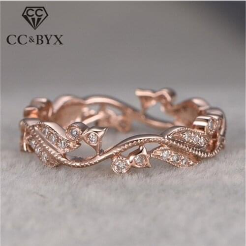 CC Vintage Rings For Women Cubic Zirconia Rose Gold Color Ring Bridal Wedding Engagement Accessories Drop Shipping CC2258