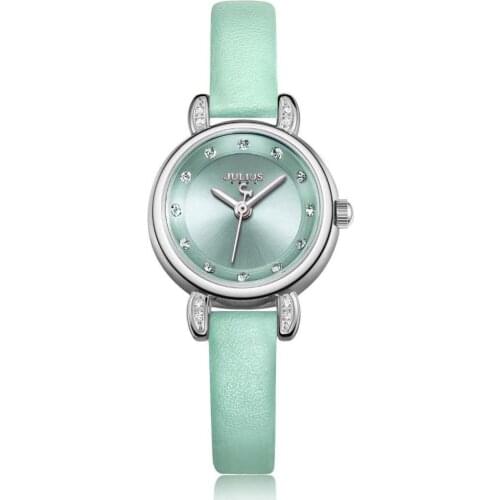 Small Lady Womens Watch Mini Cute Woman Clock Retro Fashion Hours Dress Bracelet Real Leather Girls Birthday Gift Julius Box