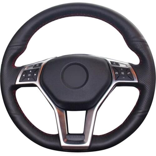 Black Artificial Leather Handsewing No-slip Car Steering Wheel Cover for Mercedes Benz A-Class 2013-2015 CLA-Class 2013 C-Class