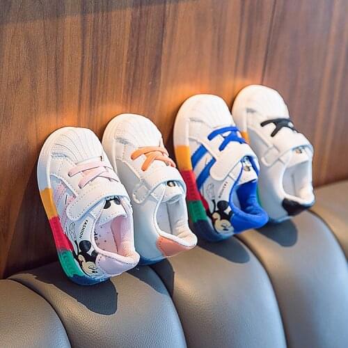 Disney cartoon Minnie Mickey baby shoes boys sports shoes white shoes children girls rainbow bottom baby soft sole casual shoes