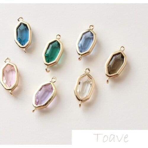 6pcs Double Hanging Copper Crystal Color Irregular Oval DIY Ear Stud Bracelet Necklace Material Accessories