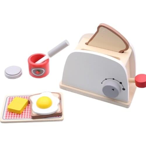 Children Wooden Play House Toy Simulation Kitchen Toys Mini Set Boys And Girls Toaster Coffee Machine Ice-cream Machine Hotpot