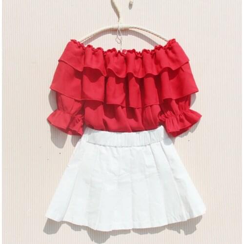 Summer School Girls White Blouse Shirts For Kids Girl Blouses Solid Color Chiffon Tops Baby Toddler Teenager Children Clothes