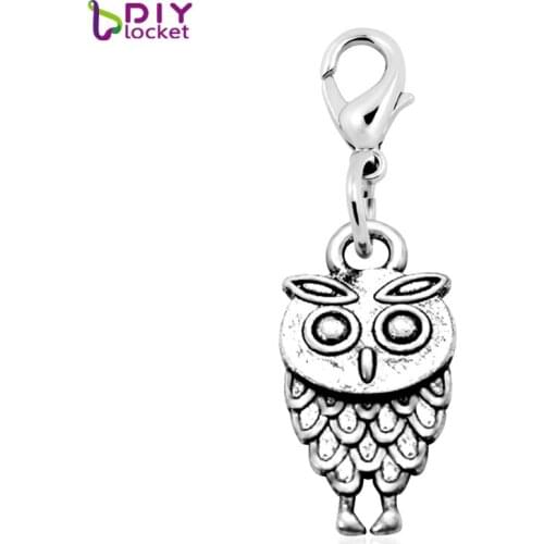 Fashion Charms 20PCS "Owl" dangles necklace & pendants fit floating charm locket with Lobster clasp LSFE17*20