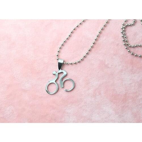 Mens Stainless Steel Silver small Bicycle Chain Pendant Necklace