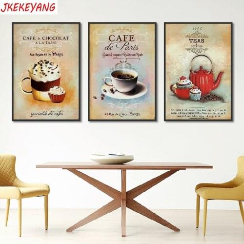 Full Square/Round Drill 5D DIY diamond painting 3pc Dessert coffee and tea pictures mosaic Diamond Embroidery Wall Arts J2757