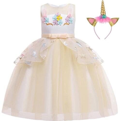 New 2019 Christmas Unicorn Dress Kids Dresses For Girls Costume Star Princess Dress Party Christmas Dress Girl Infantil Vestidos