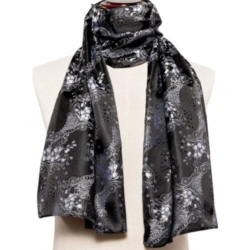 New Men Scarf Black Long Jacquard Paisley 100% Silk Scarf Autumn Winter Casual Retro Business Suit Shirt Shawl Scarf Barry.Wang
