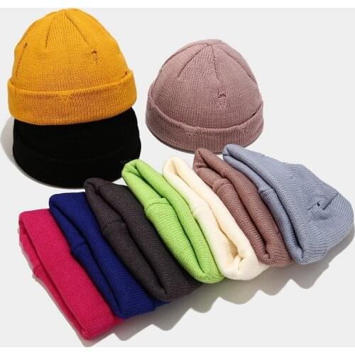 Hole Korean Version Crimping Solid Color Beanie Hip Hop Keep Warm Autumn Winter Unisex Knitted Hat Skull Cap