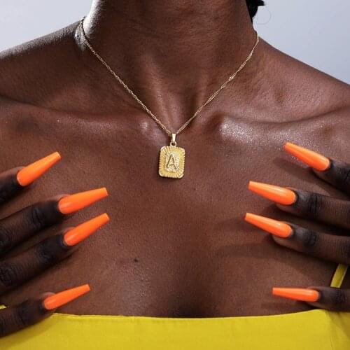 Initial letter necklace for bestfriend gold stainless steel neckalce women initial jewelry collier lettre chain