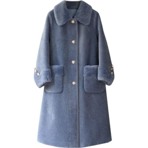 Autumn Winter Coat Women Clothes 2020 Real Fur Coat Female 100% Wool Jacket Sheep Shearling Long Tops Suede Lining ZT4412