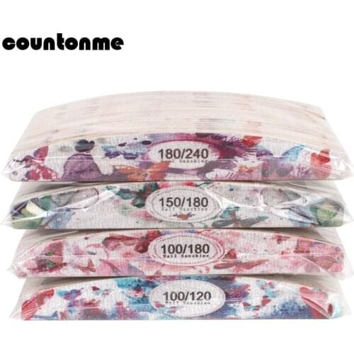 50pcs/Lot Colorful Wooden Nail Files 100/180 Wood Nail Buffer Block 180/240 Strong Stick Washable Emery Board Manicure Nail File