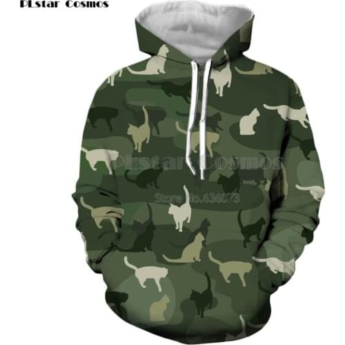 PLstar Cosmos Drop shipping 2019 New Fashion Men Hoodies Cats Camouflage animal Funny 3d Print Unisex Hooded Sweatshirt MCK-4