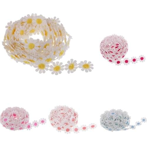 Polyester Small Daisy Lace Trim Ribbon Flower Applique Sewing Dressmaking Edging