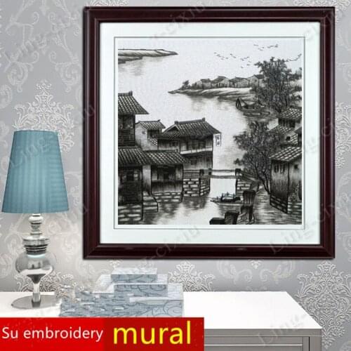 Mural Su Embroidery Jiangnan Water Town Tea House Restaurant Cafe Hanging Picture Business Gift Picture SP080