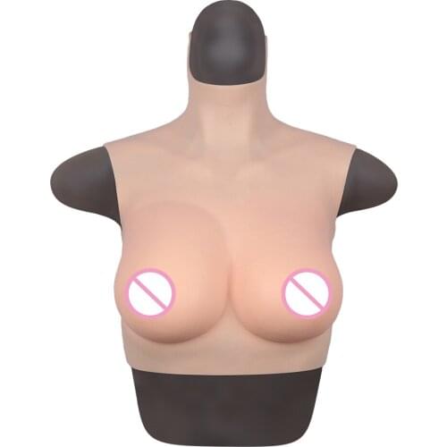 C CUP Short High Collar Neck Fake Artificial Boob Realistic Silicone Breast Forms Crossdresser Shemale Transgender Drag Queen 4G