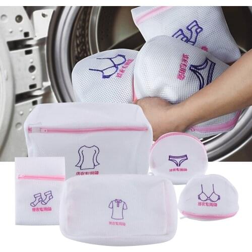 Embroidered Bra Lingerie Special Wash Bag Foldable Laundry Basket Bag Home Use Laundry Bag Machine Washable Mesh