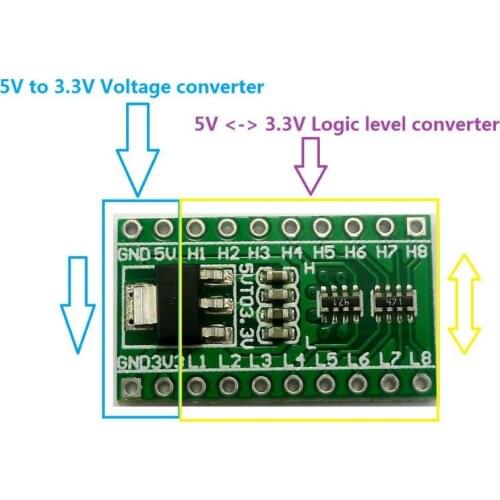 TB361 8CH IIC I2C Logic Level Converter Bi-Directional Module & DC-DC 5V to 3.3V Setp-dowm Buck AMS1117 Board For Arduino