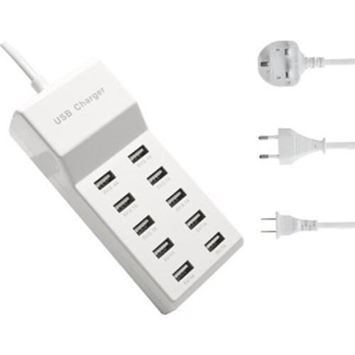 Universal 10 USB Charger Station Splitter 60W Mobile Phone Charger HUB Smart IC Charge for iPhone Samsung Mp3 Tablet