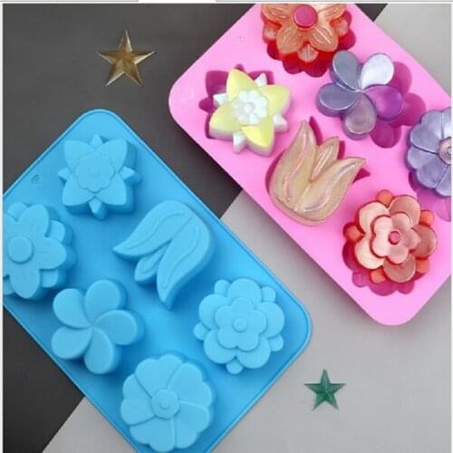 Tulip 6 different flower-shaped silicone cake molds Handmade soap aromatherapy plaster mold