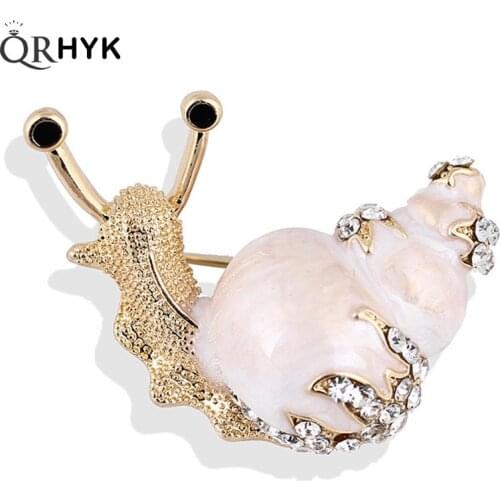 1pc 2 Colors Available Rhinestone Snail Brooches for Women Cute Small Insect Brooch Pin Fashion Enamel Pin High Quality