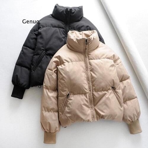 Women Solid Khaki Oversize Parkas Thick 2021 Winter Zipper Pockets Female Warm Elegant Coat Jacket