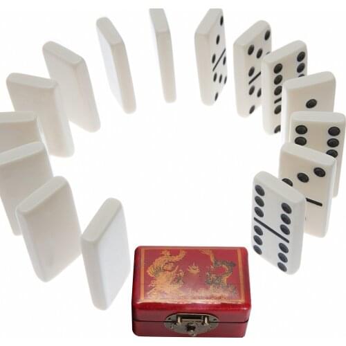 1 Set Portable Antique Domino Box Handmade Retro Dominoes Set High Playability Dominoes Game Set Classic Game Educational Game