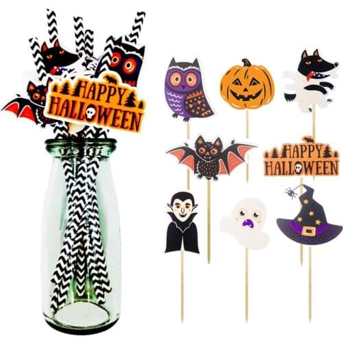10/20PCS Halloween party Decration Halloween Toothpick labeling insert straw party decoration Christmas Desktop Ornaments Gifts