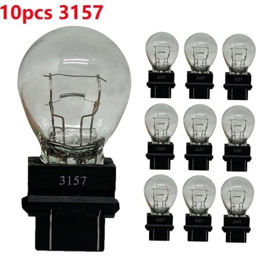 10pcs T25 3157 white amber red halogen lamp P27W 12V 27W clear car external Turn signal Lights bulb brake light high quality