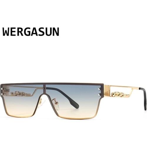 WERGASUN 2021 Rectangle Sunglasses Women Men Trendy Vintage Brand Design Gradient Lens Sun Glasses For Female Eyewear UV400