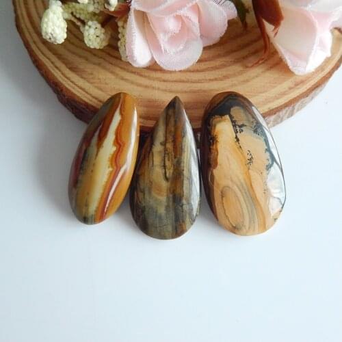3 pcs Semi-precious stones Natural Gemstone Us Picture Jasper fashion pendants Cabochons ,35x17x4mm,3.4x15x6mm,13.2g