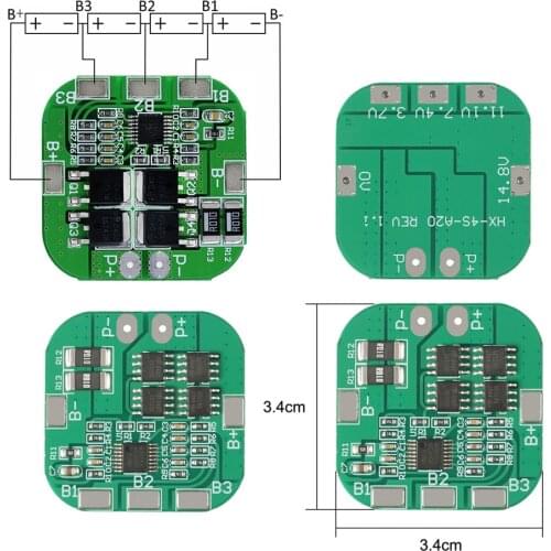 4S 20A 14.8V Li-ion Lithium 18650 Battery BMS PCM Protection PCB Board Module 16.8V Overcharge Over Discharge Protection