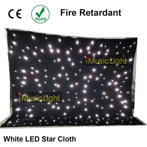 5Mx6M Stage Theater Background Effect Drape LED Star Cloth Portable Curtain White Leds With DMX Controller