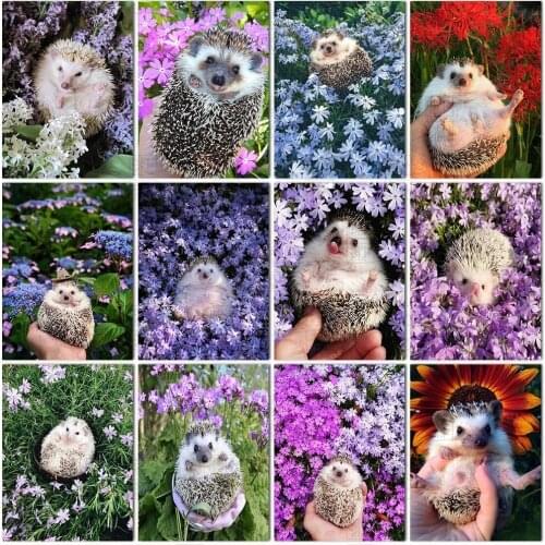 Diamond Embroidery Animal Hedgehog Cross Stitch Full Square Round 5D Diy Diamond Painting Flower Diamond Mosaic Gift Home Decor