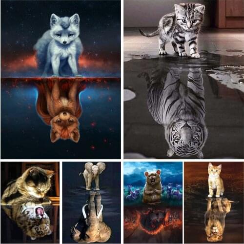 Diamond Painting Full Diamond Embroidery Animals Reflection Pattern Animal Handsome Future Pictures Of Mosaic Home Decor Gift