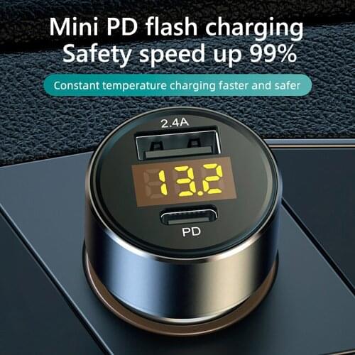 18W Car Charger QC3.0 Fast Charge Car Mobile Phone Charging Car Charger Cigarette Lighter Type-C Car Charger