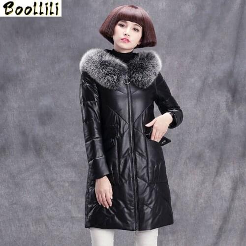 Boollili Genuine Leather Jacket Sheepskin Coat Women Clothes 2020 New Fox Fur Collar 90% Duck Down Coat Winter Coat Women