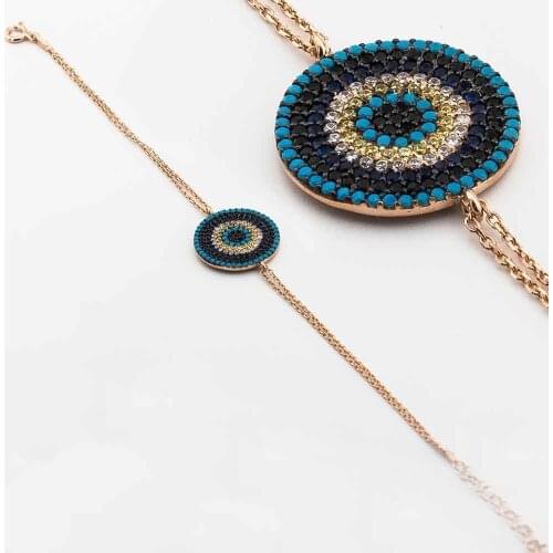 Rose Gold 925 Sterling Silver Bracelet with Evil Eye Bead