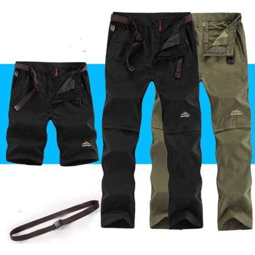 Mens Summer Outdoor Quick Dry Hiking Pants Breathable Removable Into Shorts Sports Camping Trekking Waterproof Trousers 6XL