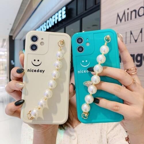For Xiaomi Mi 11 10T Pro Case Soft TPU Square With Pearl Bracelet fashion protective Back Cover Case For Xiaomi Mi 10 Pro Mi11