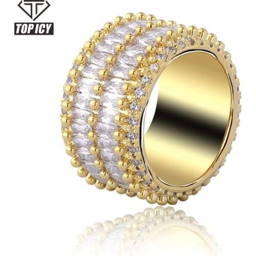 Black silvery Iced Out Bling Double Baguet Ring Micro Pave Cubic Zircon Round Rings Hip Hop Jewelry For Gifts
