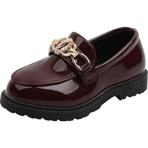 CNFSNJ New arrive autumn 2021 metal Patent Leather Thick Bottom Loose Cake Wedges boys Girls single princess shoes 21-37