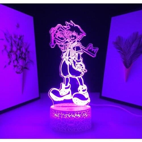 Sora Keyblade Kids Bedroom Decor Nightlight Child Bedside Night Light LED ColorS Changing Sora Lamp Kingdom Hearts Game Figure